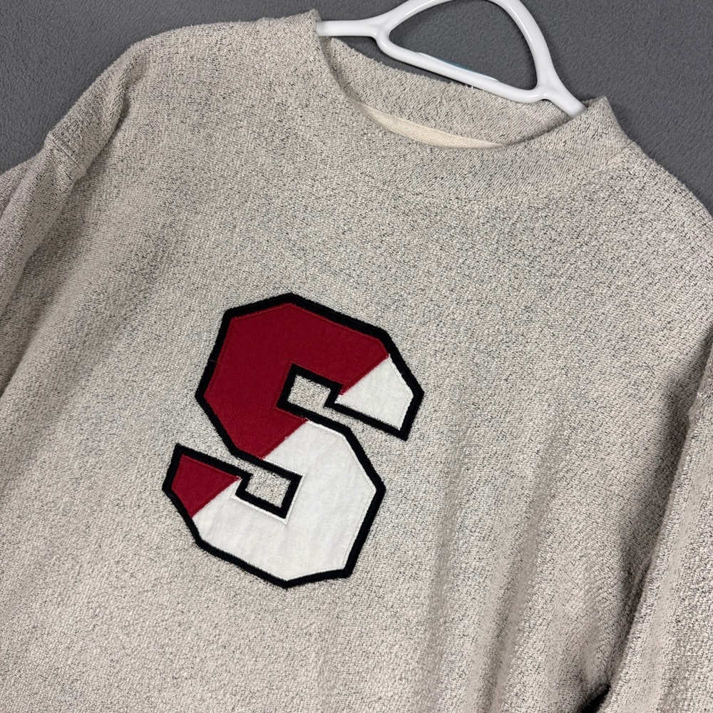 League Sweatshirt Mens Medium Gray Stanford University Embroidered Pullover Logo